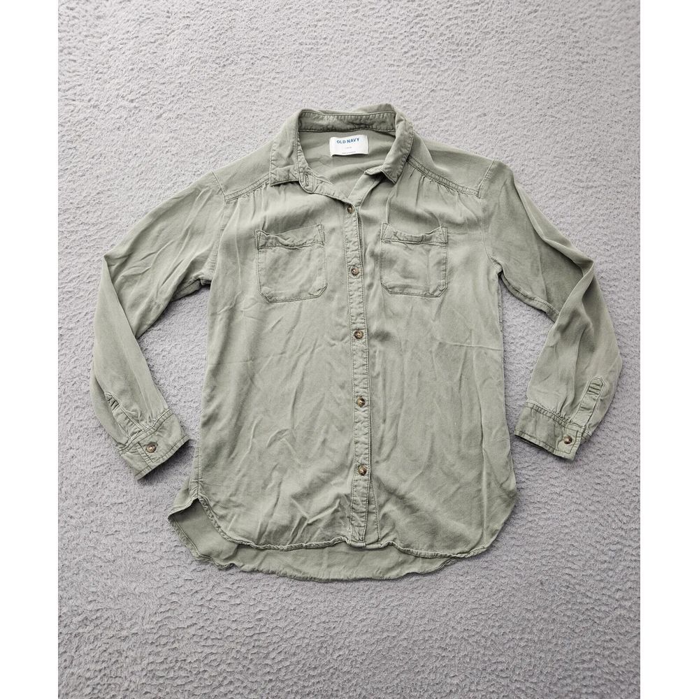 Old Navy Shirt Womens‎ Large Green Lightweight Button Up Long Sleeve Casual